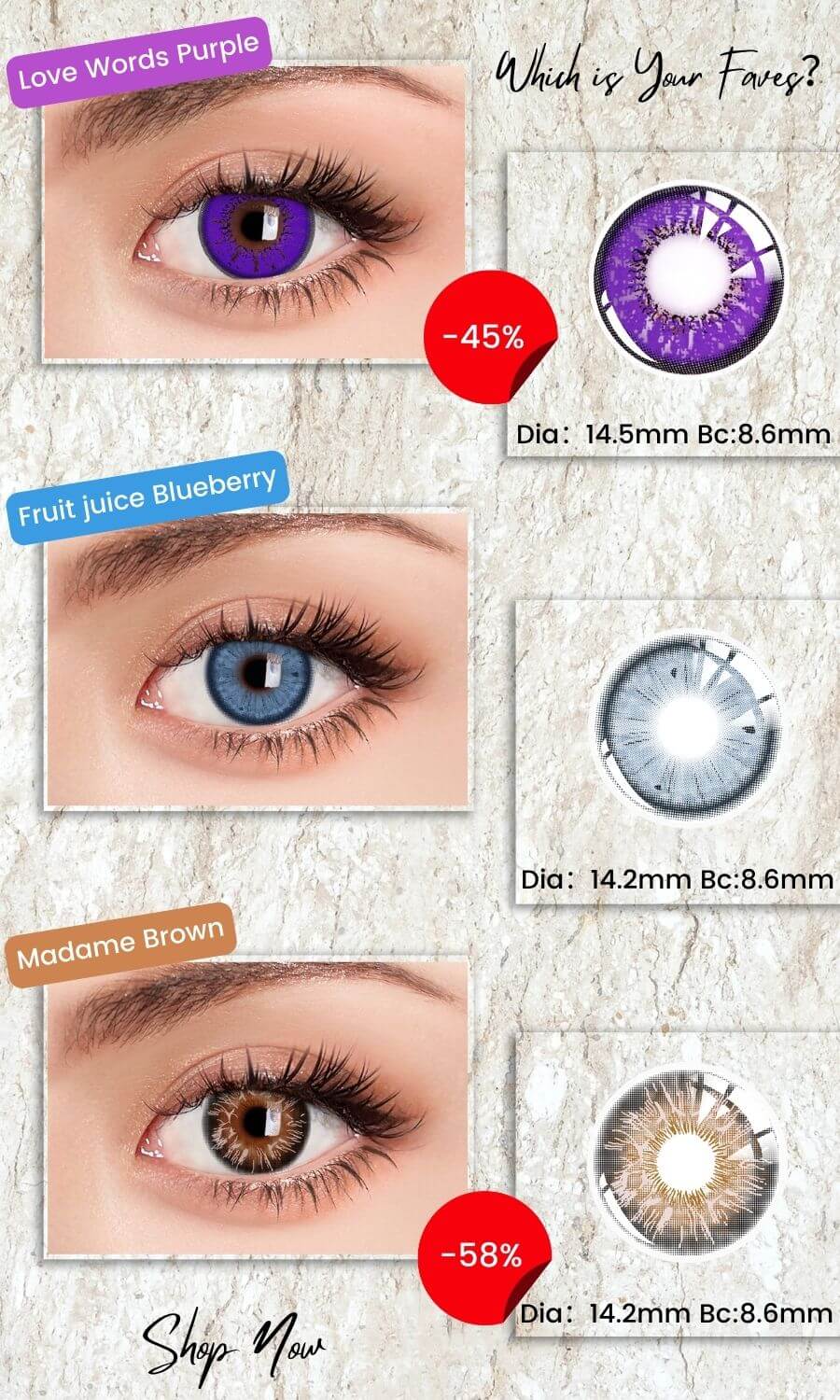 beacolors purple contact lenses